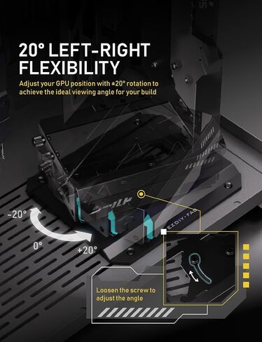 EZDIY-FAB Shield ARGB حامل GPU عمودي مع كابل PCIe 5.0 Riser، دعامة GPU عمودية تدعم سلسلة RTX 50، زاوية قابلة للتعديل 20 درجة، تركيب مغناطيسي وفتحة مروحة، مزامنة ARGB 5V - أبيض 600 مم in Saudi Arabia