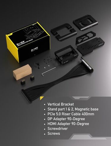 EZDIY-FAB Shield ARGB حامل GPU عمودي مع كابل PCIe 5.0 Riser، دعامة GPU عمودية تدعم سلسلة RTX 50، زاوية قابلة للتعديل 20 درجة، تركيب مغناطيسي وفتحة مروحة، مزامنة ARGB 5V - أبيض 600 مم in Saudi Arabia