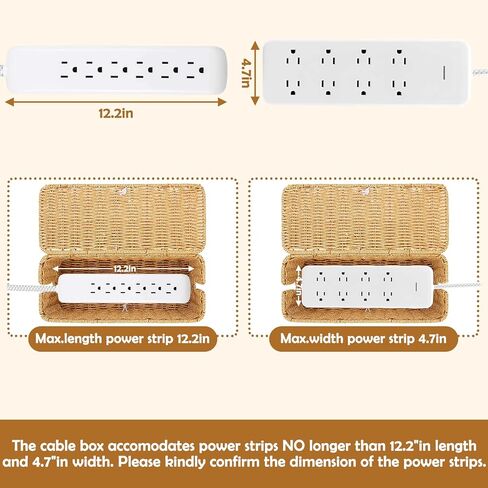 صندوق إدارة الكابلات مكون من قطعتين، منظم كابلات الروطان مصنوع يدويًا، فتحات مفتوحة لصندوق إخفاء الأسلاك وسلة سلك تحت المكتب منظم سلك لجهاز راوتر USB وشريط الطاقة in Kuwait