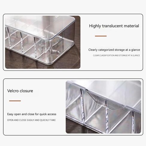 Cable Organizer Charger Cord Organizer Transparent Plastic Case with Lid 7 Compartments for Cord, Charger, Phone, Earphone, Remote control in Saudi Arabia