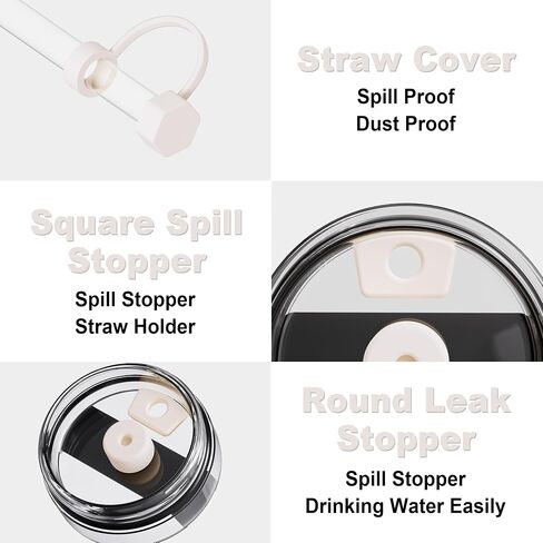 10 Pcs Compatible with Stanley Cup Accessories - Butterfly&Bow Straw Toppers for Stanley Straw Cover 9-10 mm, 1 Silicone Boots, 6 Spill Proof Stopper, 1 Handle Charms for 30&40 Oz Tumbler (White) in Saudi Arabia