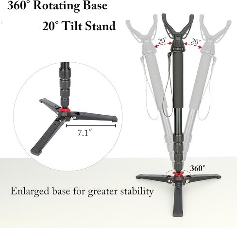 360° Rotating Shooting Sticks Convertible Monopod Shooting Tripod for Rifles Adjustable Height with Removable V-Yoke & Non-Slip Pad & Screw-Locks for Hunting Outdoor in Saudi Arabia