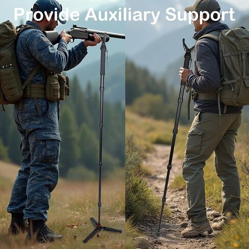 360° Rotating Shooting Sticks Convertible Monopod Shooting Tripod for Rifles Adjustable Height with Removable V-Yoke & Non-Slip Pad & Screw-Locks for Hunting Outdoor in Saudi Arabia