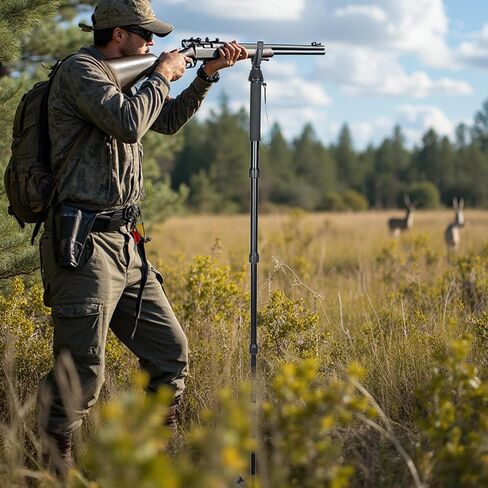 360° Rotating Shooting Sticks Convertible Monopod Shooting Tripod for Rifles Adjustable Height with Removable V-Yoke & Non-Slip Pad & Screw-Locks for Hunting Outdoor in Saudi Arabia