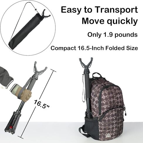 360° Rotating Shooting Sticks Convertible Monopod Shooting Tripod for Rifles Adjustable Height with Removable V-Yoke & Non-Slip Pad & Screw-Locks for Hunting Outdoor in Saudi Arabia