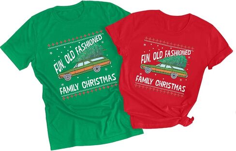 Christmas Couples Shirts His and Her Holiday Matching Funny Christmas Family Pajamas Short Sleeve Tees Top in Saudi Arabia