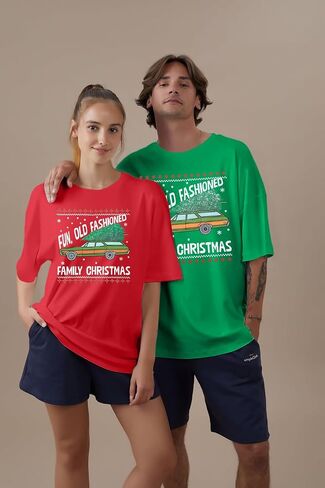 Christmas Couples Shirts His and Her Holiday Matching Funny Christmas Family Pajamas Short Sleeve Tees Top in Saudi Arabia