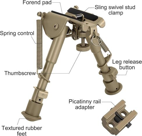 Besrilien بندقية Bipod مع محول Picatinny Bipods للبنادق 6-9 بوصة in Kuwait