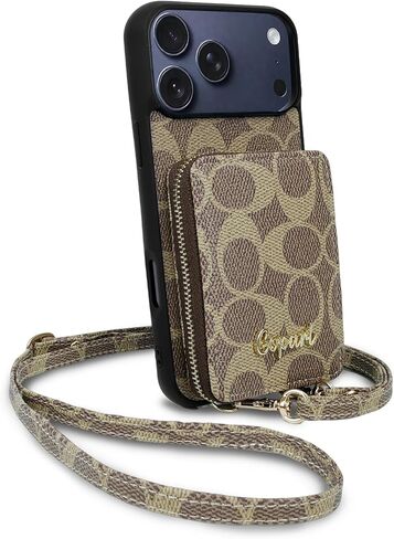 Crossbody Wallet Case for iPhone 17 Pro for Women and Men，Classic Luxury PU Leather Zipper Credit Card Holder Slots with Adjustable Lanyard Strap Compatible with iPhone 17 Pro 6.3 inch Black in Kuwait