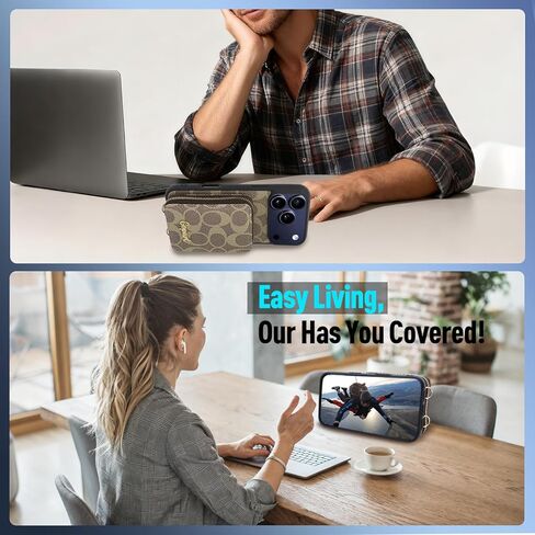 Crossbody Wallet Case for iPhone 17 Pro for Women and Men，Classic Luxury PU Leather Zipper Credit Card Holder Slots with Adjustable Lanyard Strap Compatible with iPhone 17 Pro 6.3 inch Black in Kuwait