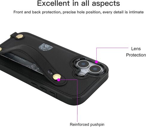 for Apple iPhone 16e Case Crossbody Lanyard Wallet with Card Holder, Wrist Strap, Removable Adjustable Shoulder PU Leather Shockproof Cover for iPhone 16e XK-Rose Gold in Saudi Arabia