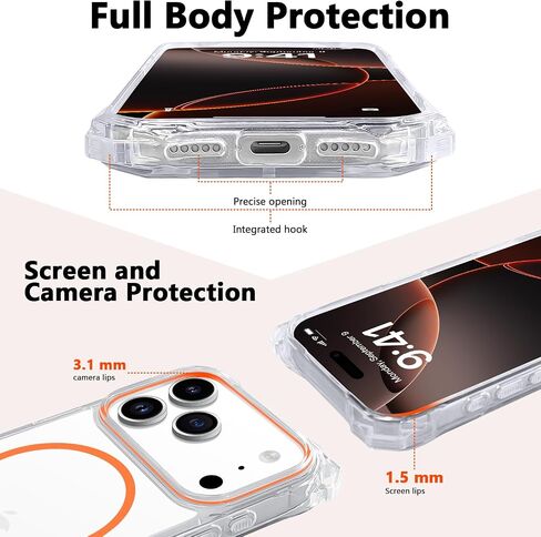 حافظة لهاتف iPhone 17 Pro مع حبل حول الجسم، متوافقة مع MagSafe، حافظة هاتف مغناطيسية شفافة مع حزام قابل للتعديل، حماية ضد السقوط، لهاتف iPhone 17 Pro 6.3 بوصة in Saudi Arabia