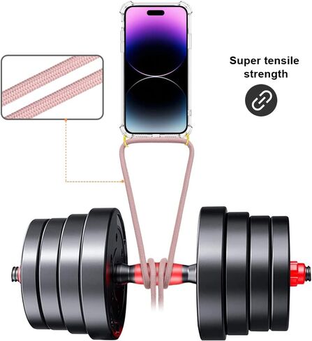 YESPURE Clear Case for iPhone 17 Adjustable Lanyard Crossbody Neck Strap Women Soft TPU Rubber Bumper Case Cover Transparent Shockproof Protective Phone Case for iPhone 17 - Rose Gold in Kuwait