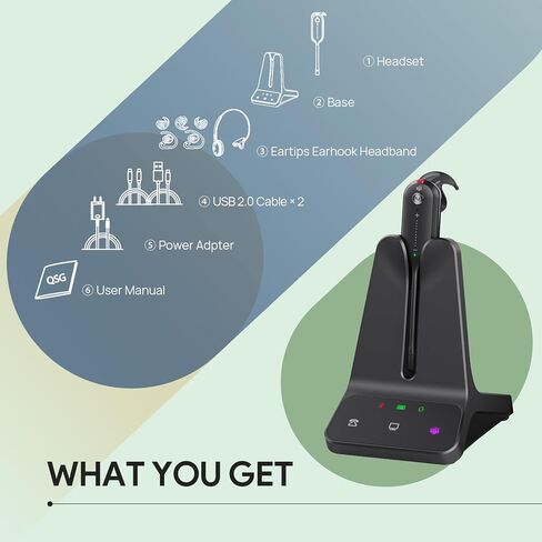 سماعة الرأس اللاسلكية Yealink DECT WH63 E2 & EHS62، متوافقة مع هاتف مكتب Cisco/Avaya/Poly/Grandstream in Saudi Arabia
