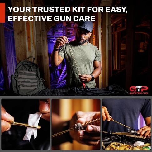GuardTech Plus Gun Cleaning Kit .223/5.56, .223, Rifle Cleaning Kit 5.56 - Complete Maintenance & Repair System with Brushes, Mop, Brass Jag, Bore Rope Cleaner, Rods & Patches in Saudi Arabia