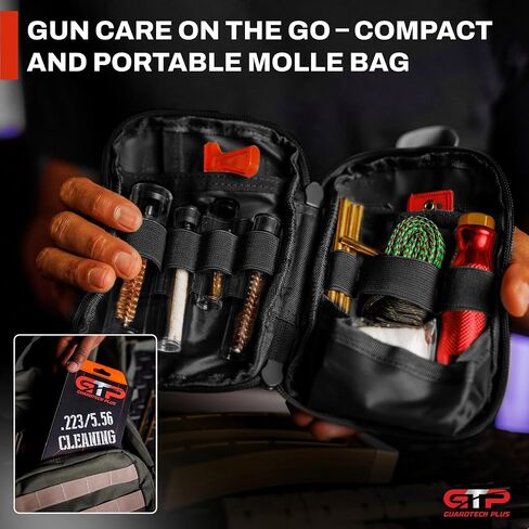 GuardTech Plus Gun Cleaning Kit .223/5.56, .223, Rifle Cleaning Kit 5.56 - Complete Maintenance & Repair System with Brushes, Mop, Brass Jag, Bore Rope Cleaner, Rods & Patches in Saudi Arabia