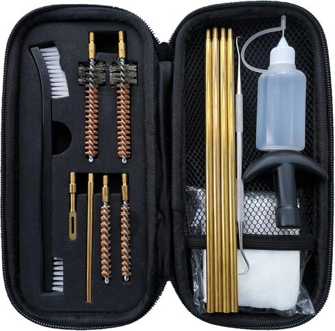 مجموعة تنظيف المسدس Rifle 5.56 Cleaning Kit .223 طقم تنظيف المسدس مع قضيب تنظيف نحاسي، وفرش تنظيف المسدس، وزجاجة زيت لإطلاق النار والصيد in Kuwait