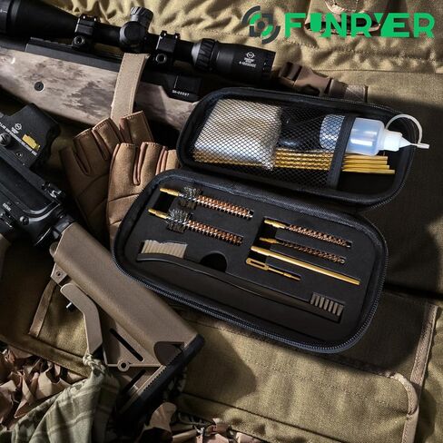 مجموعة تنظيف المسدس Rifle 5.56 Cleaning Kit .223 طقم تنظيف المسدس مع قضيب تنظيف نحاسي، وفرش تنظيف المسدس، وزجاجة زيت لإطلاق النار والصيد in Kuwait