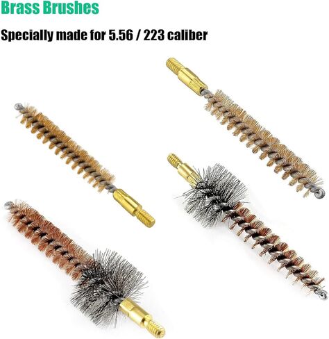 مجموعة تنظيف المسدس Rifle 5.56 Cleaning Kit .223 طقم تنظيف المسدس مع قضيب تنظيف نحاسي، وفرش تنظيف المسدس، وزجاجة زيت لإطلاق النار والصيد in Kuwait