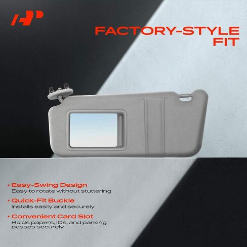 A-Premium Driver Left Side Sun Visor Compatible with Toyota Camry 2007 2008 2009 2010 2011 - with Vanity Mirror, Without Vanity Light, Beige Color - Replaces 74320-06780-E0, 7432006780E0 in Saudi Arabia