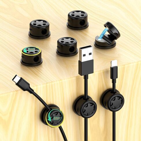 11PCS Cable Management Cord Holder Organizer, Magnetic Cable Clips Adhesive Wire Keeper, Under Desk for Bedside Nightstand Table Desktop USB Wall Car Office Workspace Accessories (Black) in Saudi Arabia