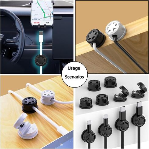 11PCS Cable Management Cord Holder Organizer, Magnetic Cable Clips Adhesive Wire Keeper, Under Desk for Bedside Nightstand Table Desktop USB Wall Car Office Workspace Accessories (Black) in Saudi Arabia
