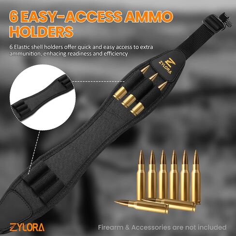 ZYLORA Rifle Sling with 6 Shell Holders, Padded 2-Point Strap and Swivels in Saudi Arabia