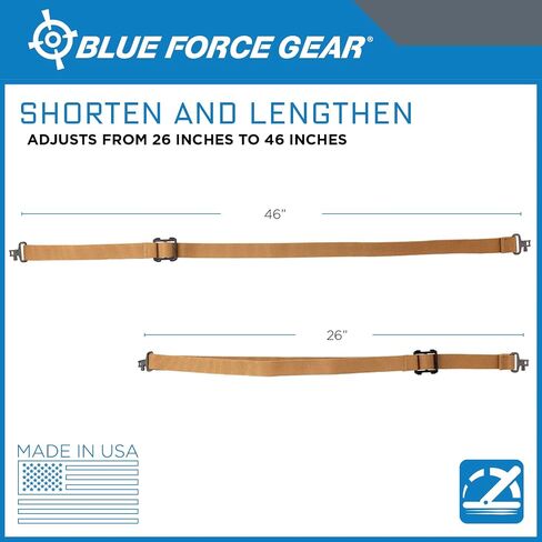 حبال الصيد Blue Force Gear - حزام حمل عالمي سهل التركيب - حبال مع حلقات دوارة وحزام قابل للتعديل - مرفق ملحقات كتف مريح - 48 بوصة طول × 1.25 بوصة عرض in Saudi Arabia