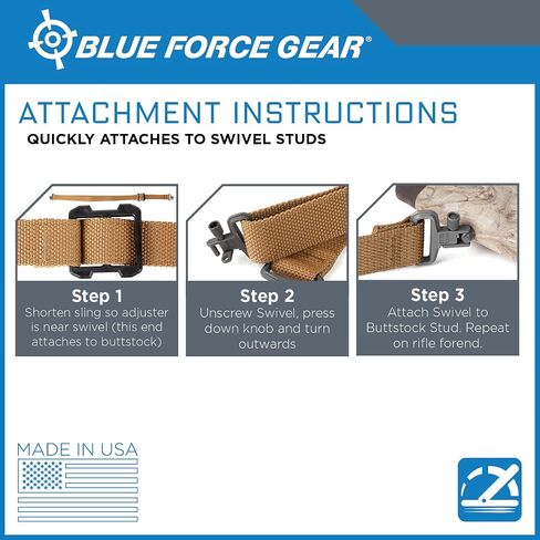 حبال الصيد Blue Force Gear - حزام حمل عالمي سهل التركيب - حبال مع حلقات دوارة وحزام قابل للتعديل - مرفق ملحقات كتف مريح - 48 بوصة طول × 1.25 بوصة عرض in Saudi Arabia