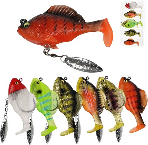 Fishing Soft Lures with T-Tail Shock Swim, Hidden Hook for Bass, Perch, Herring Swim Bait Lures Fishing Accessories 6pcs in Saudi Arabia