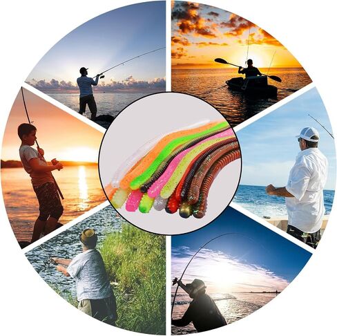 ديدان سينكو لصيد الأسماك - 3.94/5.12 بوصة طعوم عصا بلاستيكية ناعمة، عبوة كبيرة 30 قطعة في 5 ألوان (وردي، أبيض، أخضر، برتقالي، أسود) من أجل لعبة Wacky Rig وعمل الحوض الطبيعي in Saudi Arabia