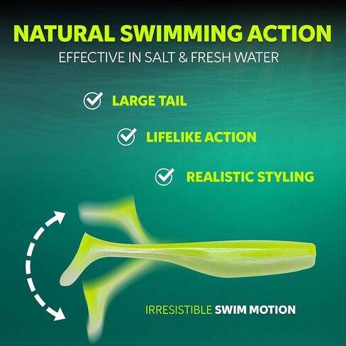 Soft Plastic Paddle Tail Swimbaits Pack of 12 – 3 1/4" & 4" Soft Plastic Fishing Lures with Extra-Large Tail for Lifelike Swimming Action – Freshwater & Saltwater in Saudi Arabia