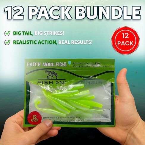 Soft Plastic Paddle Tail Swimbaits Pack of 12 – 3 1/4" & 4" Soft Plastic Fishing Lures with Extra-Large Tail for Lifelike Swimming Action – Freshwater & Saltwater in Saudi Arabia