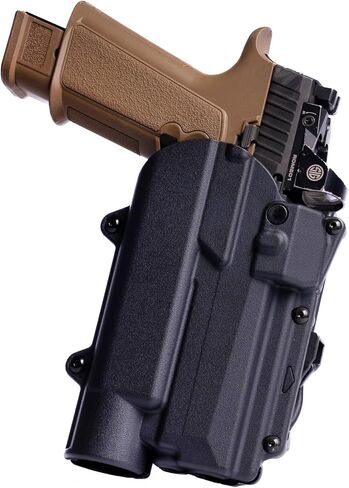 حافظة Alien Gear Rapid Force المستوى 2 OWB - منزلق حزام القفل - اليد اليمنى - متوافق مع موديلات Sig Sauer وGlock - لا يوجد ضوء، ضوء مضغوط، وخيارات إضاءة كبيرة - أسود غير لامع in Kuwait