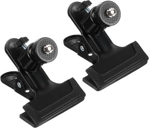 PATIKIL 2Pack Tripod Camera Clip Clamp, 3/8" Female Flash Holder Mount with 360 Swivel Ball Head for Smartphone DSLR Video Camera Studio Backdrop, Black in Saudi Arabia