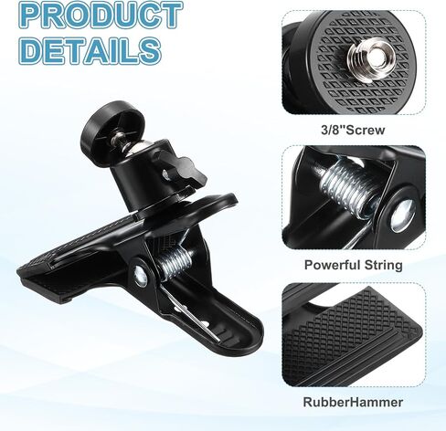 PATIKIL 2Pack Tripod Camera Clip Clamp, 3/8" Female Flash Holder Mount with 360 Swivel Ball Head for Smartphone DSLR Video Camera Studio Backdrop, Black in Saudi Arabia
