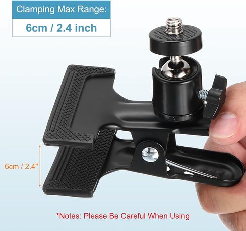 PATIKIL 2Pack Tripod Camera Clip Clamp, 3/8" Female Flash Holder Mount with 360 Swivel Ball Head for Smartphone DSLR Video Camera Studio Backdrop, Black in Saudi Arabia