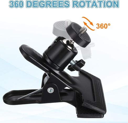 PATIKIL 2Pack Tripod Camera Clip Clamp, 3/8" Female Flash Holder Mount with 360 Swivel Ball Head for Smartphone DSLR Video Camera Studio Backdrop, Black in Saudi Arabia