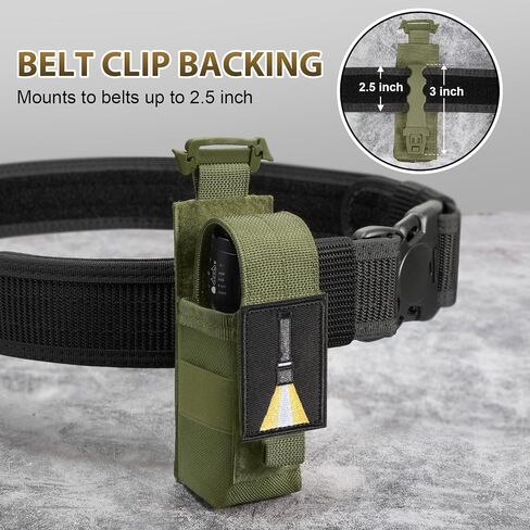 Tactical Flashlight Holster, Adjustable Flashlight Pouch Holder Molle Torch Carry Case for Duty Belt Backpack Vest Include Flashlight Patch & USA Flag Patch in Saudi Arabia
