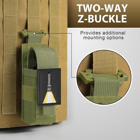 Tactical Flashlight Holster, Adjustable Flashlight Pouch Holder Molle Torch Carry Case for Duty Belt Backpack Vest Include Flashlight Patch & USA Flag Patch in Saudi Arabia