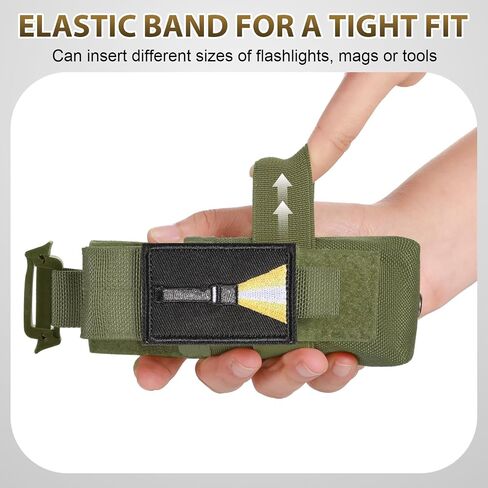 Tactical Flashlight Holster, Adjustable Flashlight Pouch Holder Molle Torch Carry Case for Duty Belt Backpack Vest Include Flashlight Patch & USA Flag Patch in Saudi Arabia
