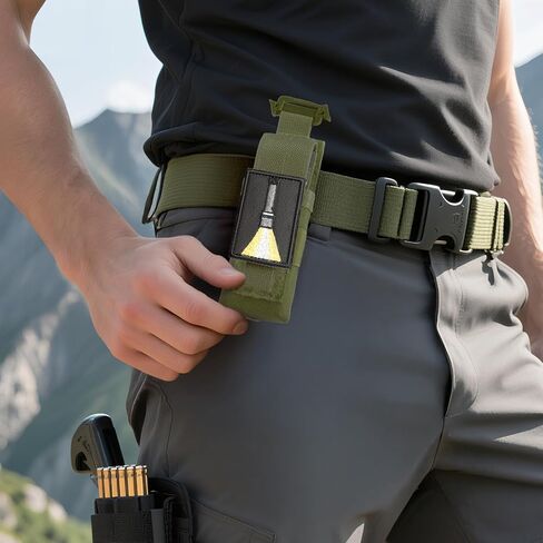 Tactical Flashlight Holster, Adjustable Flashlight Pouch Holder Molle Torch Carry Case for Duty Belt Backpack Vest Include Flashlight Patch & USA Flag Patch in Saudi Arabia