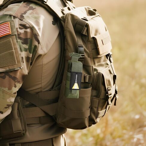 Tactical Flashlight Holster, Adjustable Flashlight Pouch Holder Molle Torch Carry Case for Duty Belt Backpack Vest Include Flashlight Patch & USA Flag Patch in Saudi Arabia