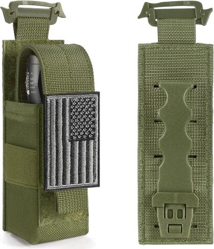 Tactical Flashlight Holster, Adjustable Flashlight Pouch Holder Molle Torch Carry Case for Duty Belt Backpack Vest Include Flashlight Patch & USA Flag Patch in Saudi Arabia