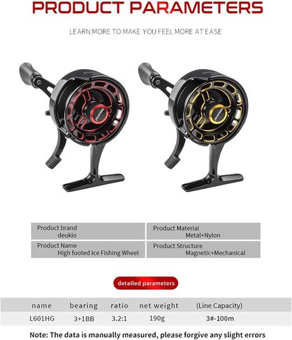 Ice Fishing Reel Compact Comfortable Grip Ice Reel 3+1 BB for Summer Outdoor River Lake Fishing Supplies in Saudi Arabia