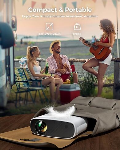 جهاز عرض صغير من ELEPHAS لهاتف iPhone، جهاز عرض محمول مع حامل ثلاثي القوائم، جهاز عرض خارجي بدقة 1080 بكسل HD، جهاز عرض أفلام متوافق مع Android/iOS/Windows/TV Stick/HDMI/USB in Kuwait