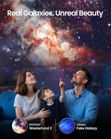 POCOCO Galaxy Star Projector with 2M-Pixel Lens & 5K Discs | Home Planetarium Projector for Relaxation, Study, and Sleep Aid | Includes 2 Films | Ideal Gift in Saudi Arabia