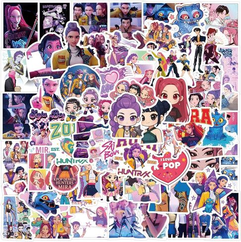 110pcs Demon Movie Hunters Stickers for Kids, Huntrix Saja Boys Derpy Sussy Anime Decal for Water Bottle Laptop Toy Sticker for DIY Decorate Bumper Phone Hard Hat Kids Teens Gifts in Kuwait