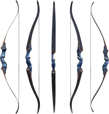 OBTOUTDOOR Black Hunter الأصلي انهاء الخدمة منحني الانحناء للبالغين الرماية قوس منحني مجموعة 60 "20-60 رطل اليد اليمنى للأهداف في الهواء الطلق ممارسة الصيد التدريب المنافسة in Kuwait