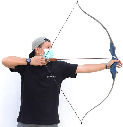 OBTOUTDOOR Black Hunter الأصلي انهاء الخدمة منحني الانحناء للبالغين الرماية قوس منحني مجموعة 60 "20-60 رطل اليد اليمنى للأهداف في الهواء الطلق ممارسة الصيد التدريب المنافسة in Kuwait